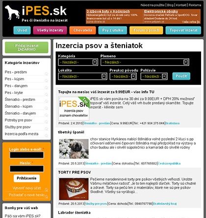 Predstavenie iPES.sk - inzercie psov a šteniatok